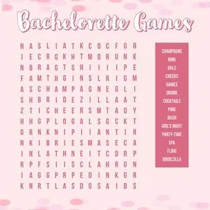 Pink Bachelorette Word Search Square Word Search Game Maker