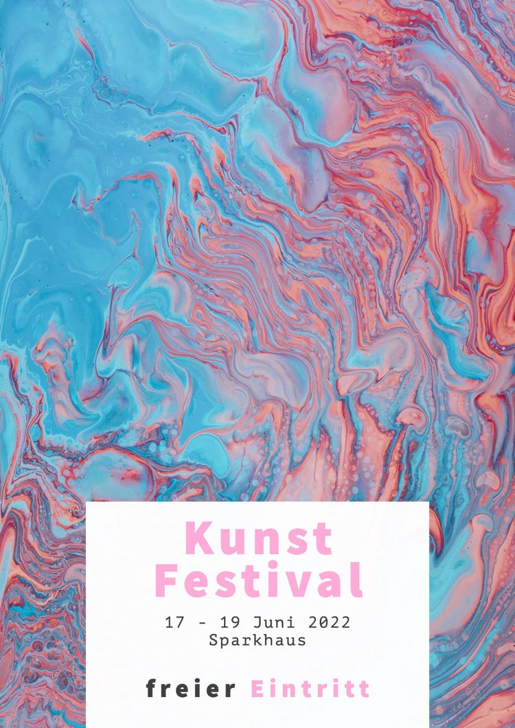 Blue & Pink Paint Art Festival Poster