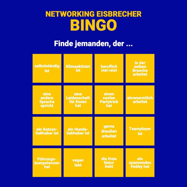 Blue Yellow Networking Bingo Instagram Square Post