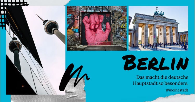 Blue Berlin City Collage Facebook Post