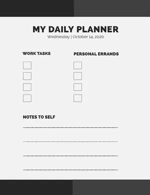 Black and White Personal Daily Planner Daily Planner 