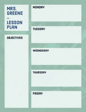 Green School Weekly Lesson Plan Lesson Plan