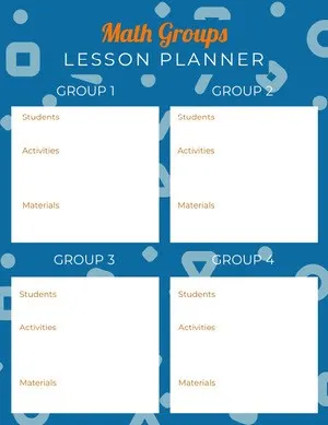 White and Blue Math Lesson Planner Lesson Plan