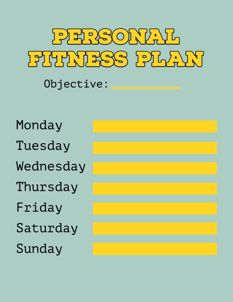 Green & Yellow Personal Fitness Plan