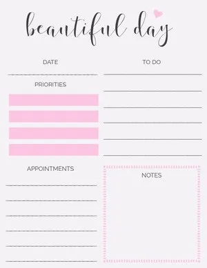 Pink Calligraphy Daily Planner Daily Planner 