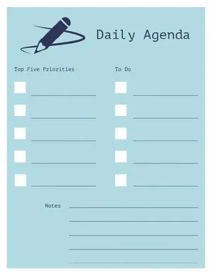 Blue and White Empty Personal Planner Daily Planner 