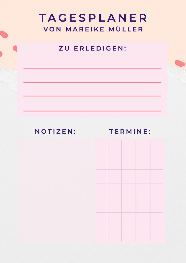 Pink Blue Rectangles Grid Daily Planner