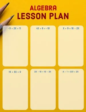 Orange Algebra Mathematics School Lesson Plan with Equations Lesson Plan