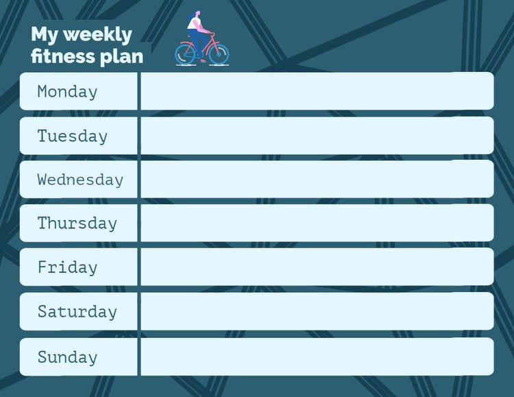 Blue and Navy weekly Fitness Planner