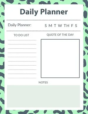Green Animal Print Daily Planner  Daily Planner 
