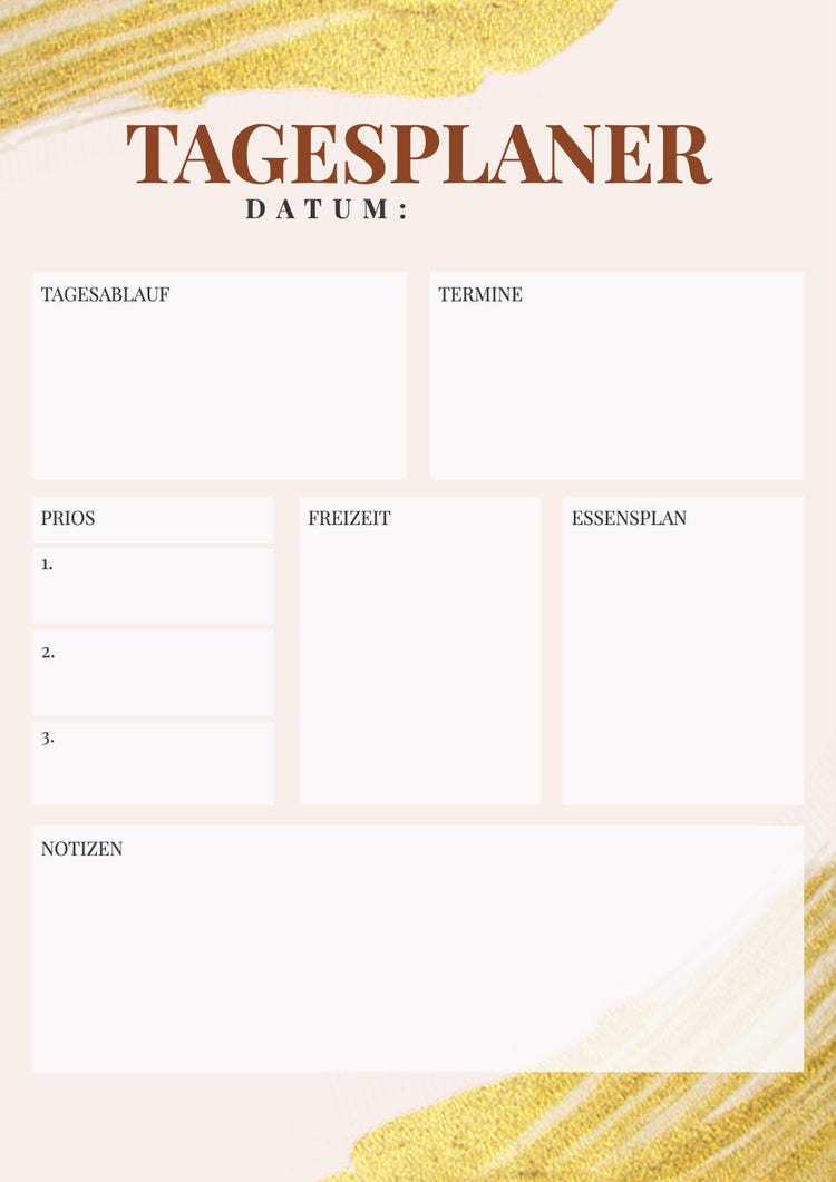 Pink Gold Brush Daily Planner