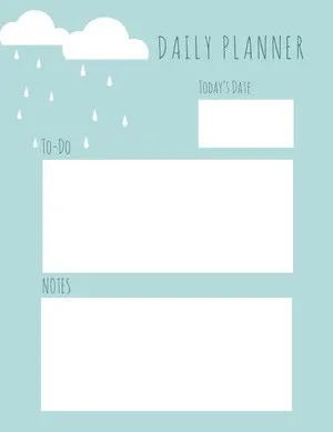 White and Blue Empty Daily Planner Card Daily Planner 