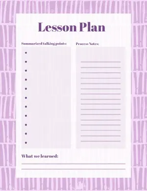 Pink School Lesson Plan Lesson Plan