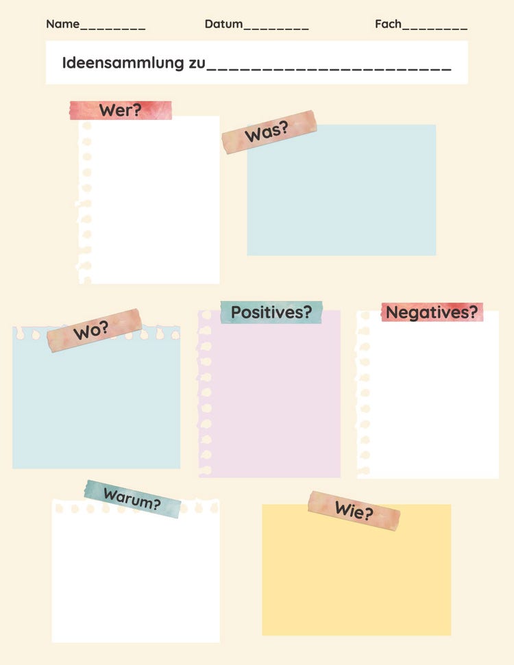 Yellow Colorful Notes Brainstorm Template Lesson Plan