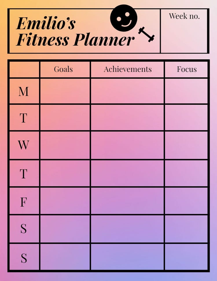 Black and Purple Gradient Fitness Planner