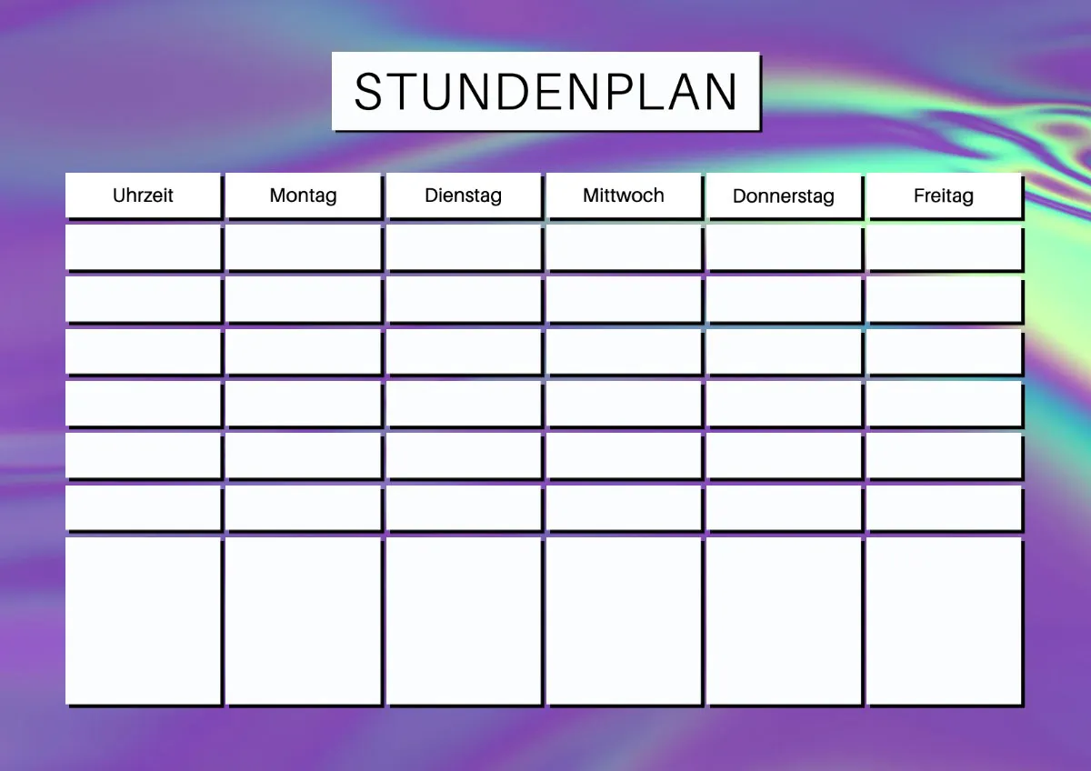 Purple Holographic Schedule Weekly Planer