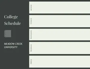 Black and Green Empty Schedule College Schedule 