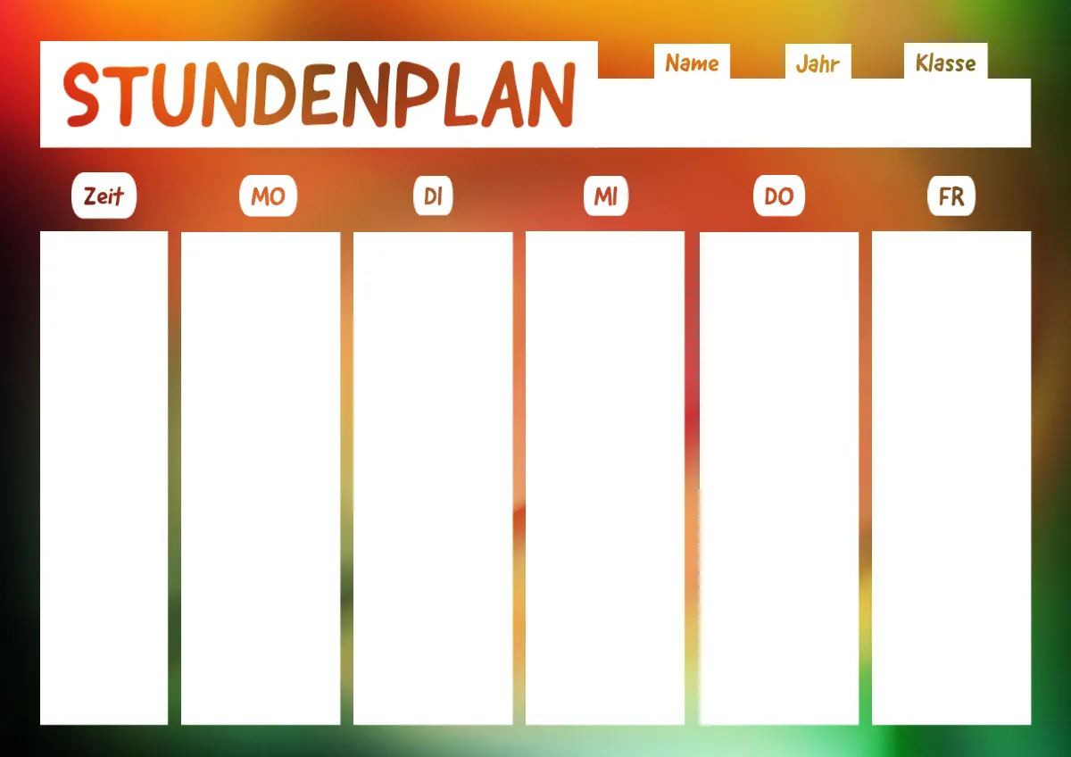colorful gradient background college schedule planner