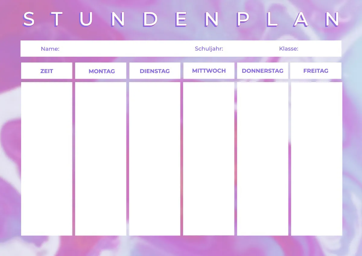 Purple Marbled Personal Schedule Weekly Planner