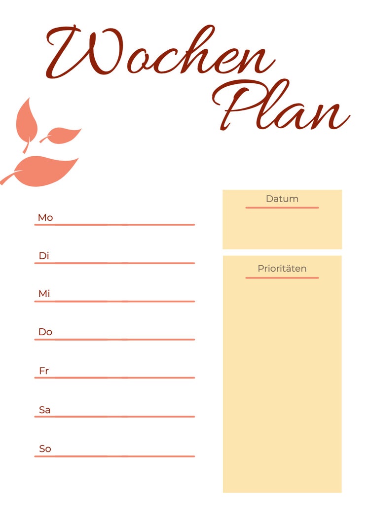 White Yellow Red Weekly Planner