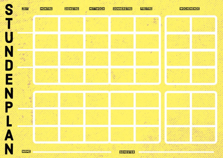 black yellow pattern college schedule planner