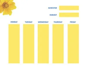 White and Yellow Empty Schedule College Schedule 