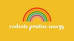 Yellow With Rainbow Positive Energy Desktop Wallpaper Desktop Wallpaper