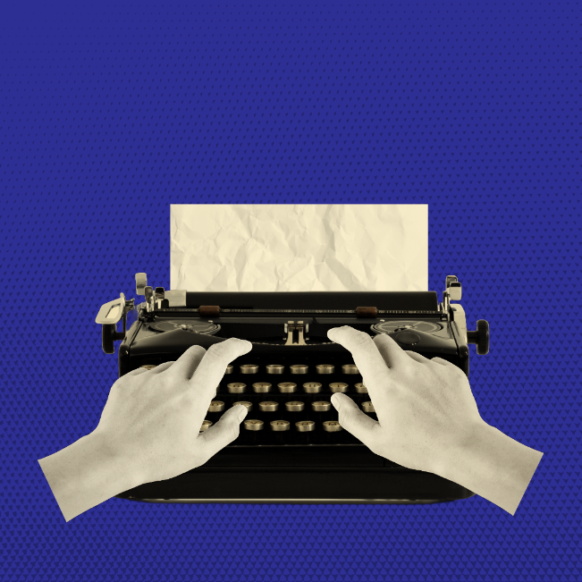Hands typing on a typewriter AI-generated content may be incorrect.