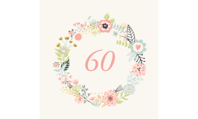 Geburtstagskarte Zum 60. Geburtstag Für Frauen – Wunderschönes Blumen-Design, Inkl. Umschlag, Persönlich Beschriftbar