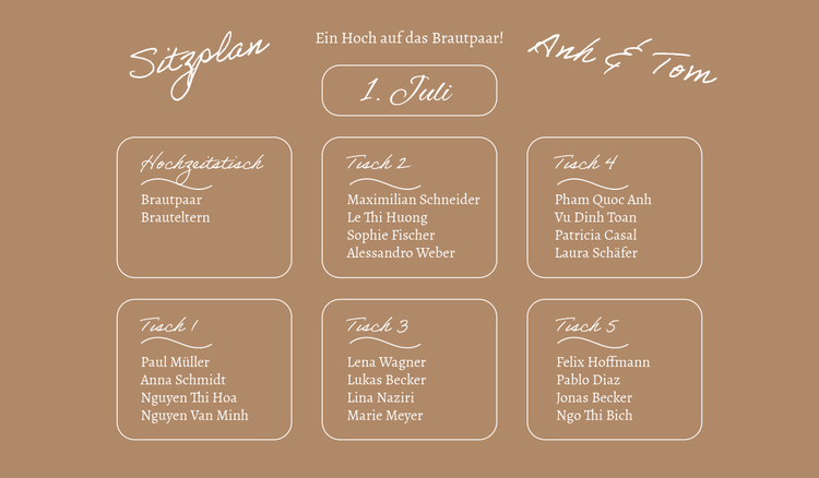 Ideen für die Hochzeitssitzordnung für euren großen Tag