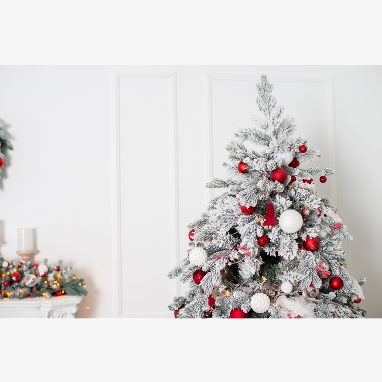 A christmas tree with ornaments and lights AI-generated content may be incorrect.