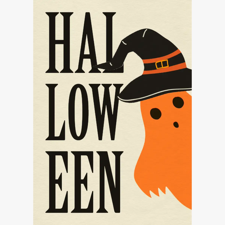 A poster with a ghost wearing a person hat AI-generated content may be incorrect.