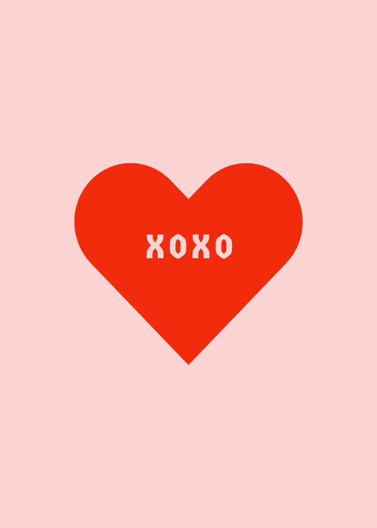 Pink and Red Heart XO Valentines Day Card