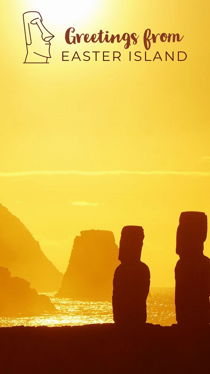 Yellow and Brown Easter Island Snapchat Happy Easter Quotes & Messages