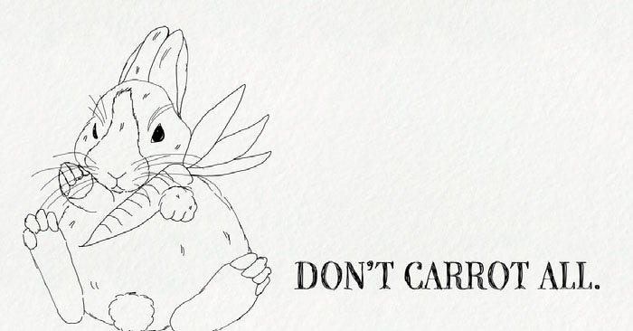 Black and White Rabbit Carrot Pun Funny Facebook Post Graphic Happy Easter Quotes & Messages