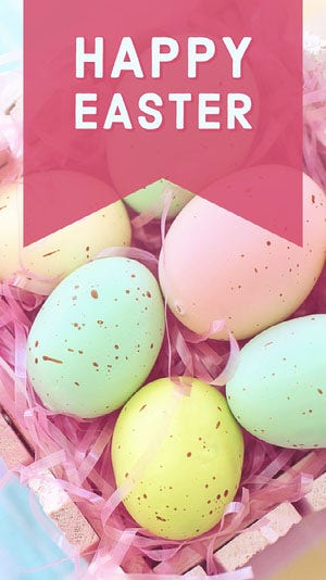 Pink With Colorful Eggs Easter Wishes Social Post Happy Easter Quotes & Messages