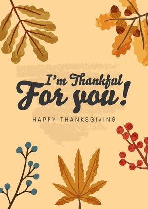 Thankful Leaves Thanksgiving Card Happy Thanksgiving Card Messages