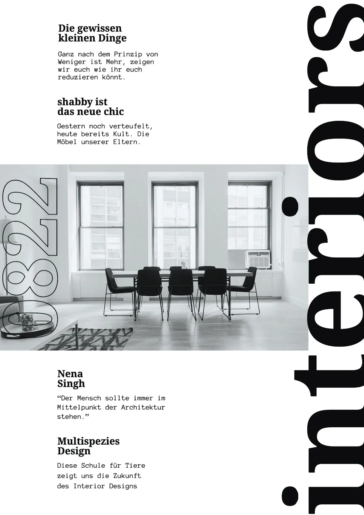Black and White bold interior design magazine cover