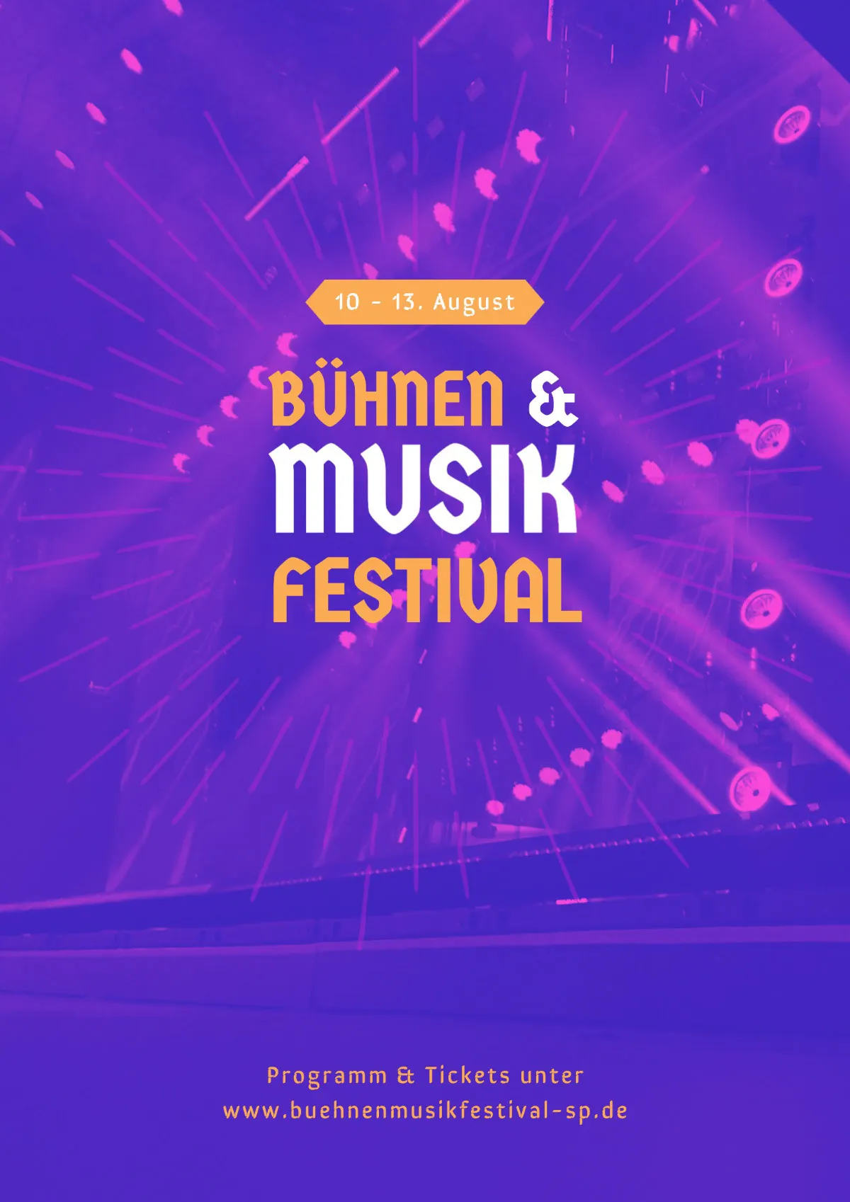Neon Purple and Orange Stage Music Festival Event Flyer