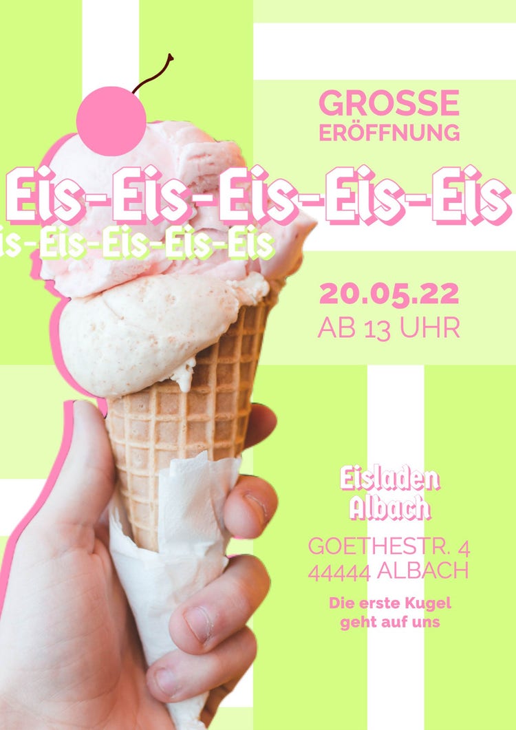 Neon Green and Pink Pattern Ice Cream Shop Flyer