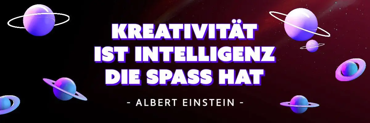 Black Pink Blue Quote Creativity is intelligence twitter banner