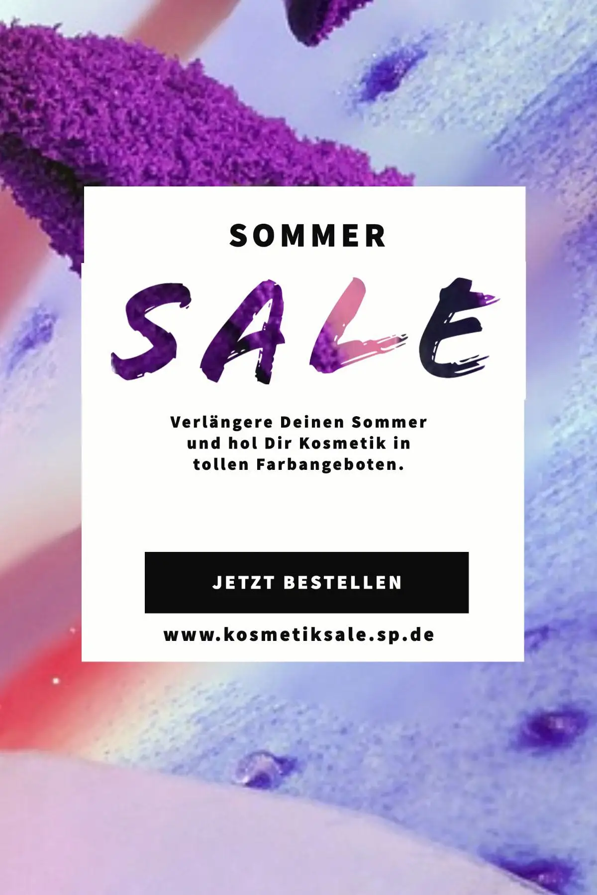 Purple Black and White Summer Sale Cosmetics Pinterest Ad