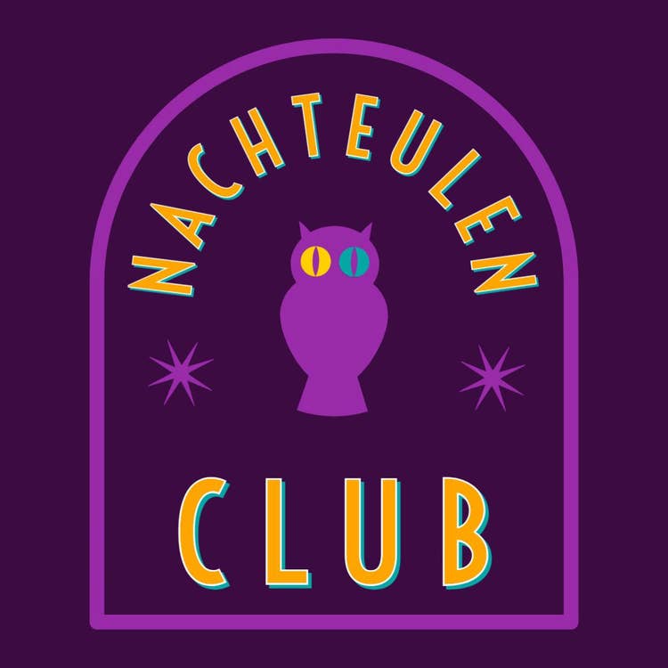 Purple and Yellow Retro Club Logo