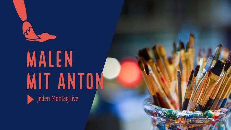 Blue Orange Art Painting with Anton Brushes Live Youtube Channel Banner