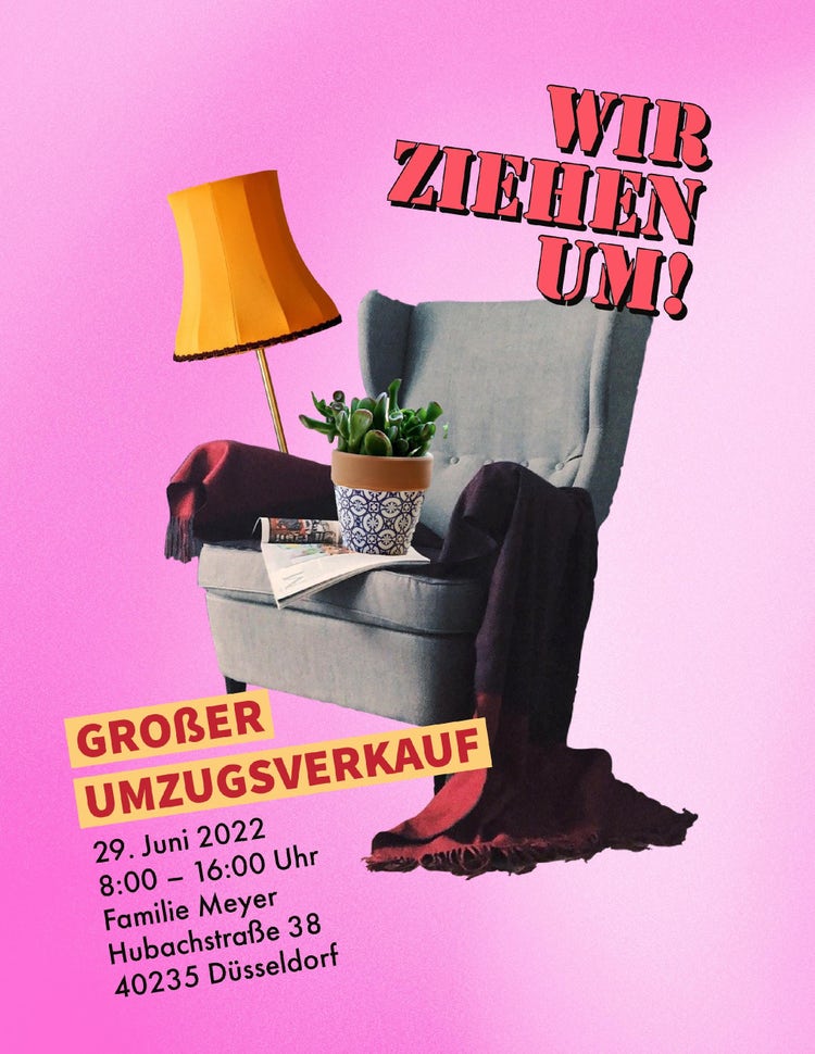 Pink Moving Sale Flyer