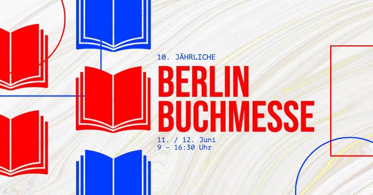 Red and Blue Book Fair Facebook Event Banner