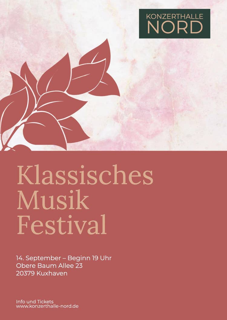 Red Marble Green Classic Serif Leaves Illustration Concert