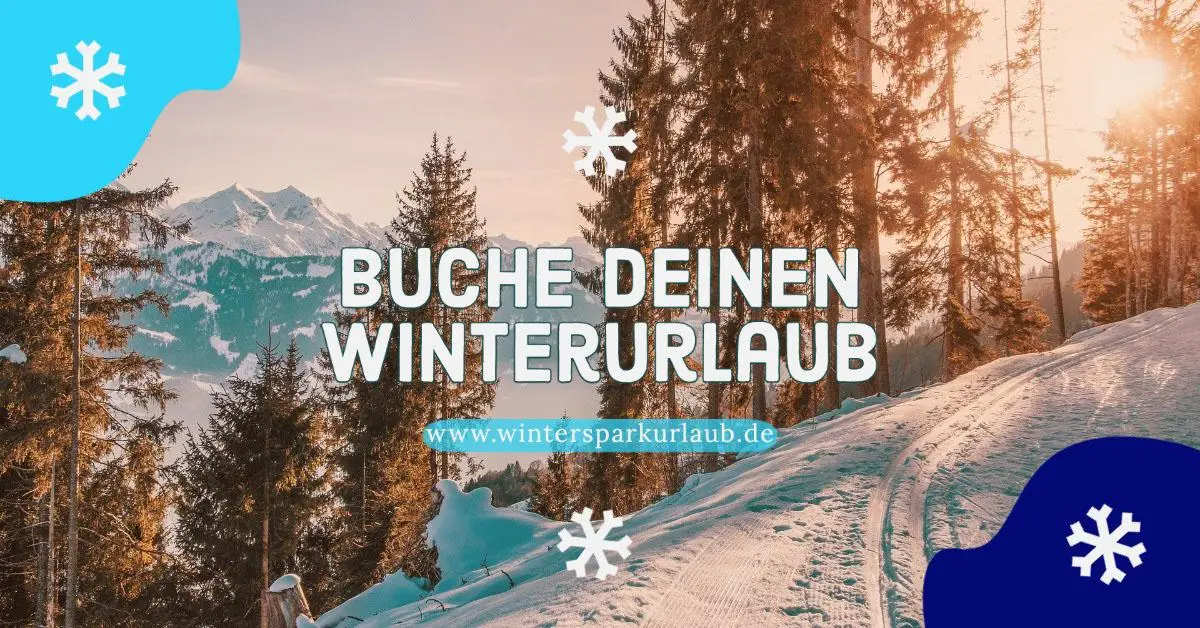 Blue White Winter Vacation Facebook Ad with Mountains and Snowflakes