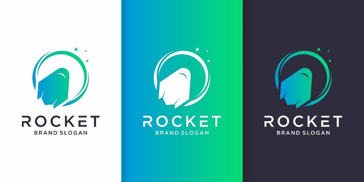 Drei Beispiele von Logos mit unterschiedlicher Schichtung von Farbverläufen.