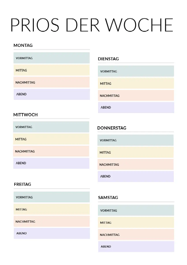 Einen Wochenkalender effektiv nutzen